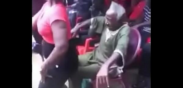  This old man cries for African nice butt in public